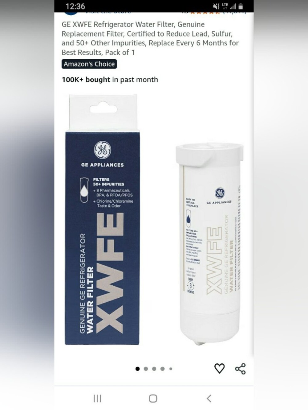 GE XWFE Refrigerator Water Filter 2-Pack - Blue. 2 Pack - Picture 4 of 5